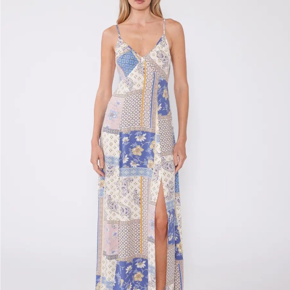 Love Stitch Women's Patchwork Maxi Dress - Lilac/Blue/Pink and Cream